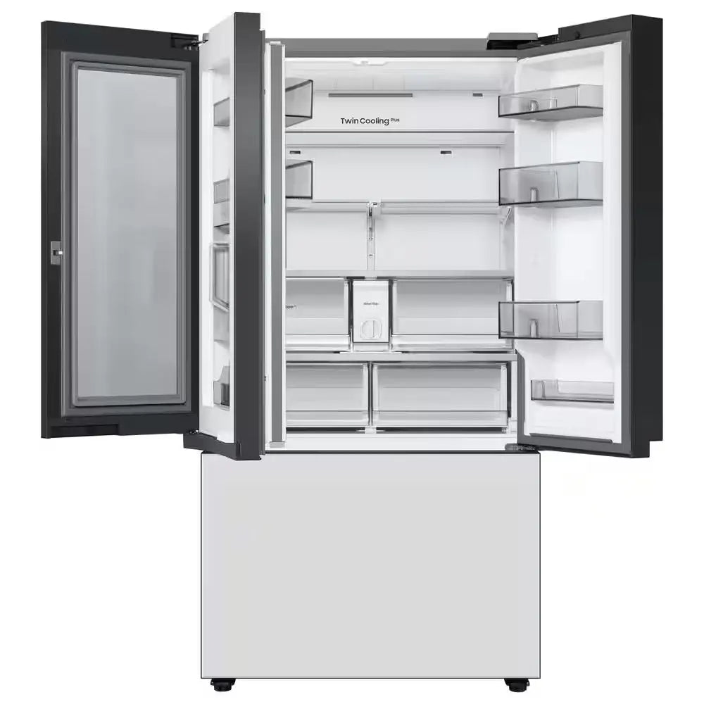 Bespoke 24 Cu. Ft. 3-Door French Door Smart Refrigerator with Beverage Center in White Glass, Counter Depth | Fridge.com