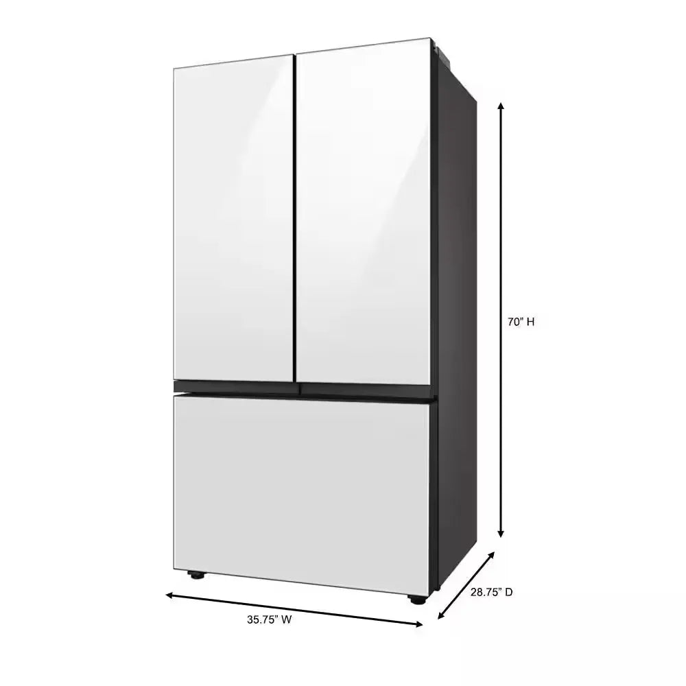 Bespoke 24 Cu. Ft. 3-Door French Door Smart Refrigerator with Beverage Center in White Glass, Counter Depth | Fridge.com