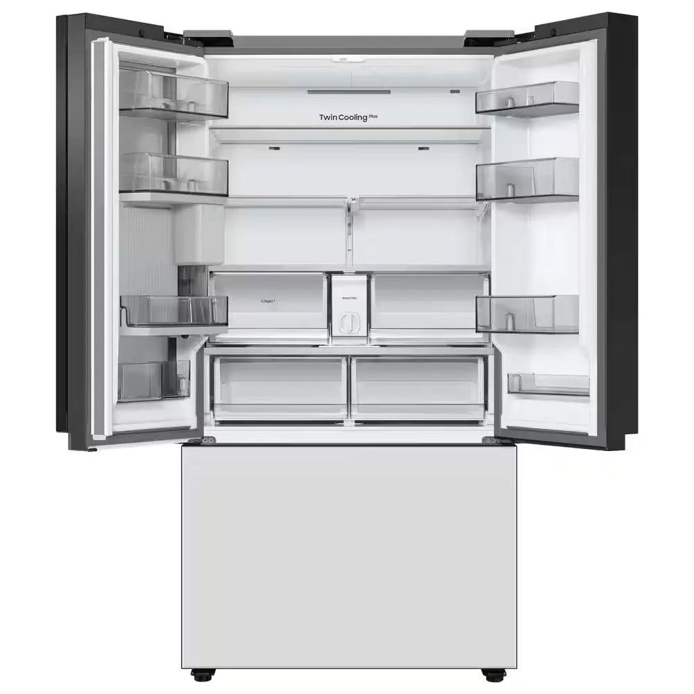 Bespoke 24 Cu. Ft. 3-Door French Door Smart Refrigerator with Beverage Center in White Glass, Counter Depth | Fridge.com