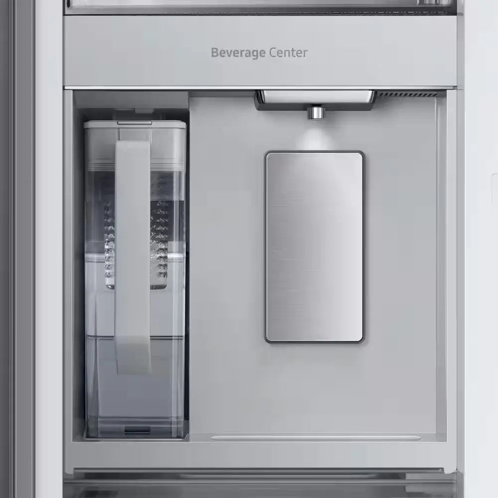 Bespoke 24 Cu. Ft. 3-Door French Door Smart Refrigerator with Beverage Center in White Glass, Counter Depth | Fridge.com