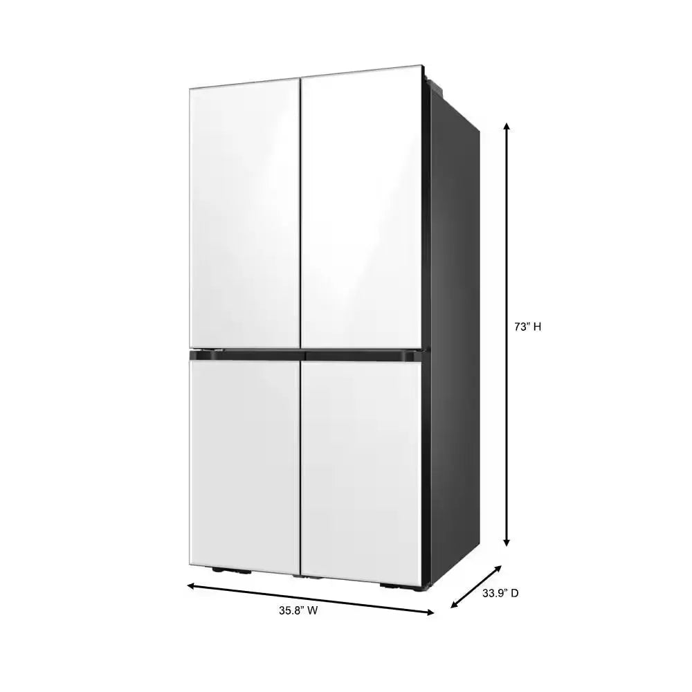 Bespoke 29 Cu. Ft. 4-Door Flex French Door Smart Refrigerator with Beverage Center in White Glass, Standard Depth | Fridge.com