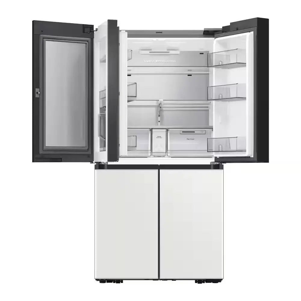 Bespoke 29 Cu. Ft. 4-Door Flex French Door Smart Refrigerator with Beverage Center in White Glass, Standard Depth | Fridge.com