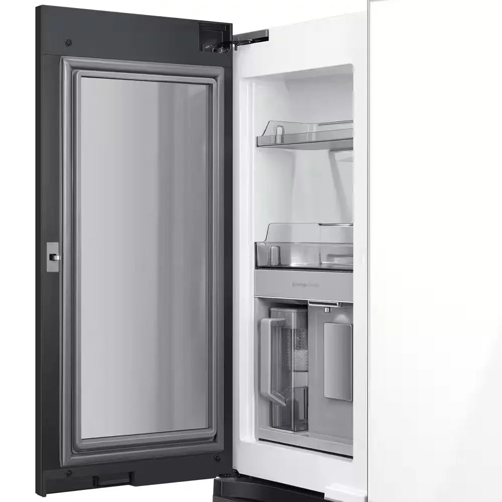 Bespoke 29 Cu. Ft. 4-Door Flex French Door Smart Refrigerator with Beverage Center in White Glass, Standard Depth | Fridge.com