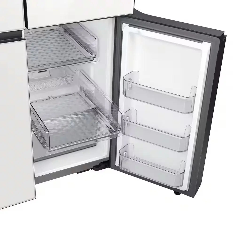 Bespoke 29 Cu. Ft. 4-Door Flex French Door Smart Refrigerator with Beverage Center in White Glass, Standard Depth | Fridge.com