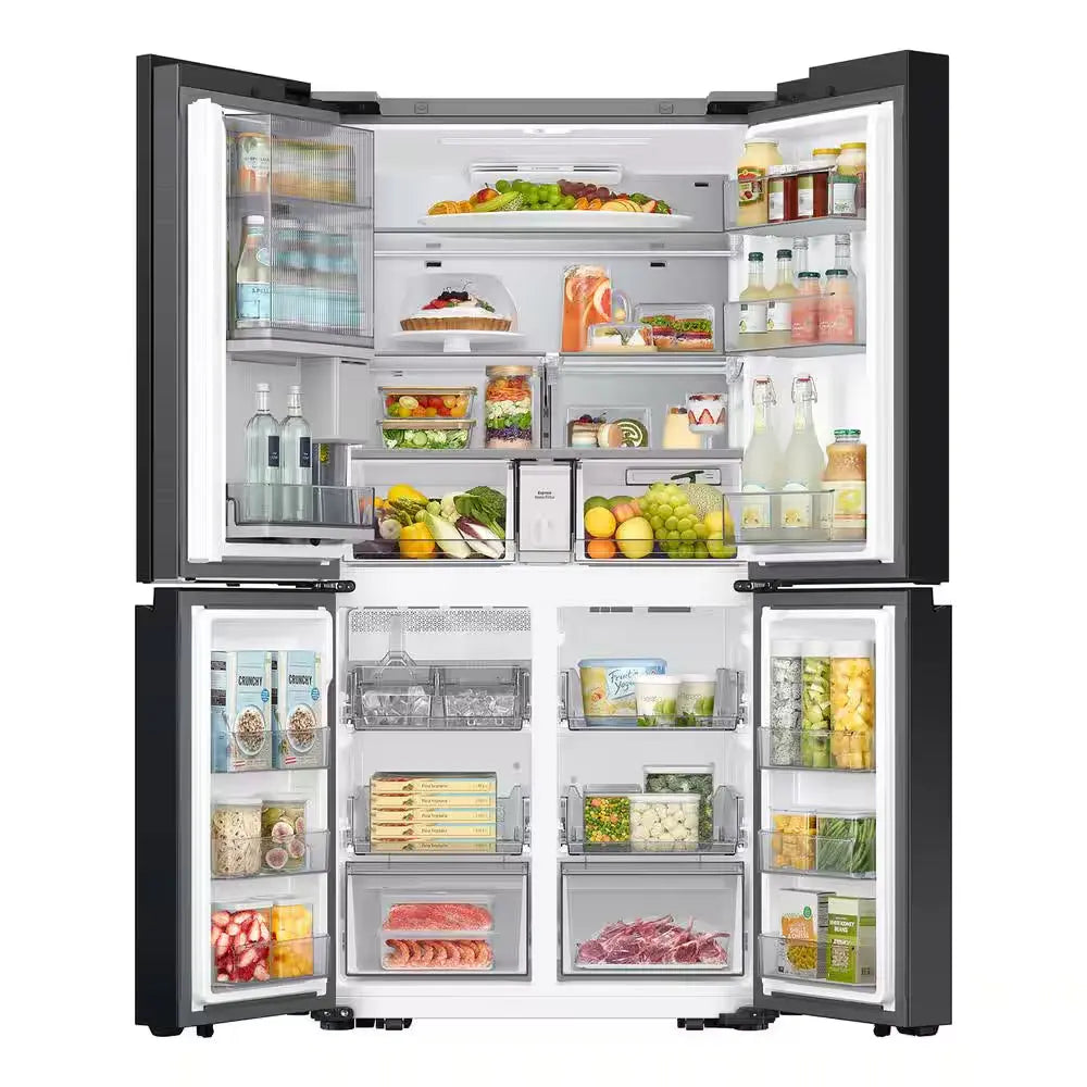 Bespoke 29 Cu. Ft. 4-Door Flex French Door Smart Refrigerator with Beverage Zone, White Glass | Fridge.com