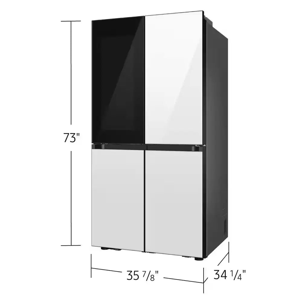 Bespoke 29 Cu. Ft. 4-Door Flex French Door Smart Refrigerator with Beverage Zone, White Glass | Fridge.com