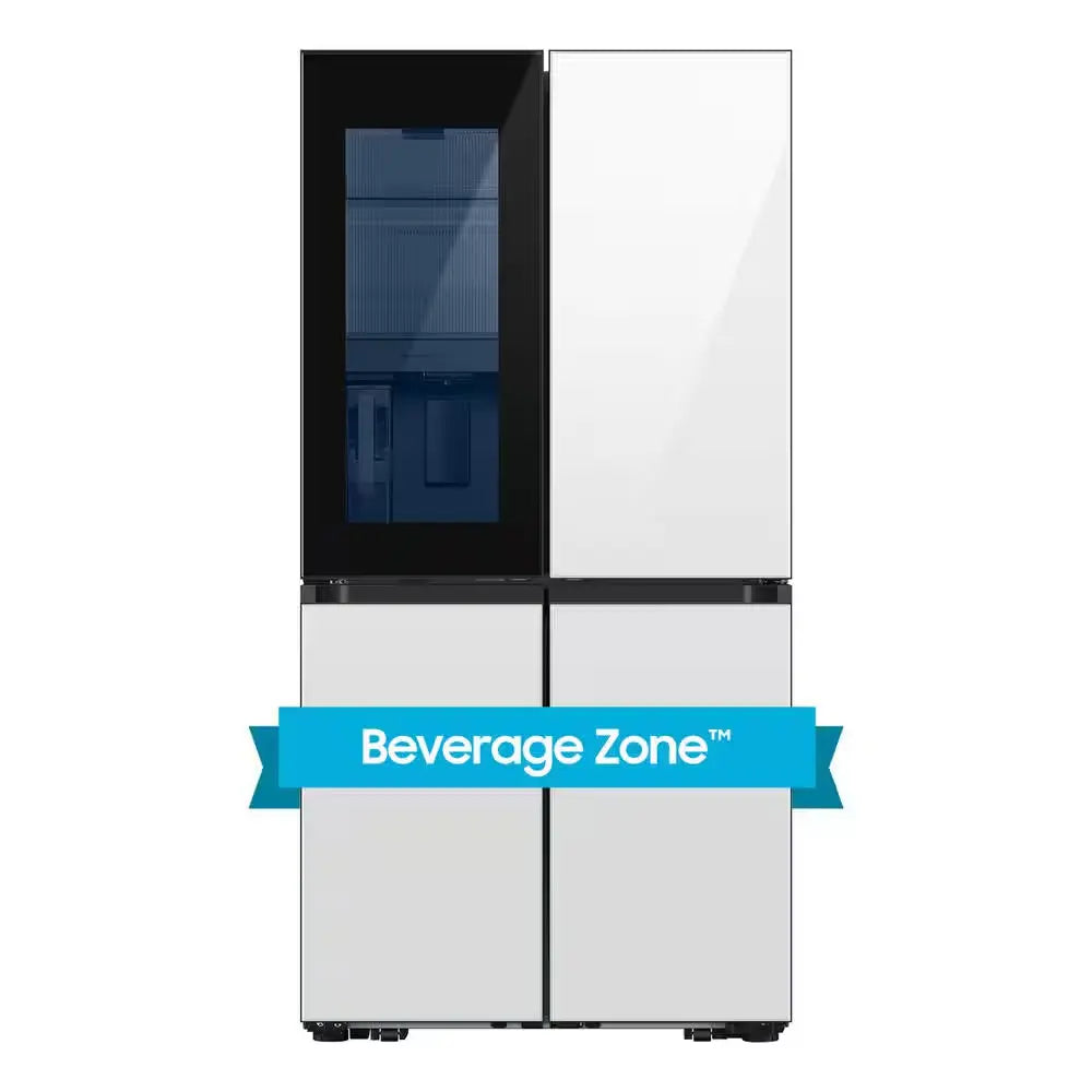 Bespoke 29 Cu. Ft. 4-Door Flex French Door Smart Refrigerator with Beverage Zone, White Glass | Fridge.com