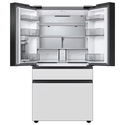 Bespoke 29 Cu. Ft. 4-Door French Door Smart Refrigerator with Autofill Water Pitcher in White Glass, Standard Depth | Fridge.com