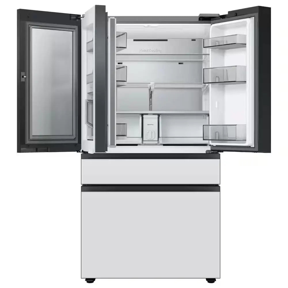 Bespoke 29 Cu. Ft. 4-Door French Door Smart Refrigerator with Beverage Center in White Glass, Standard Depth | Fridge.com