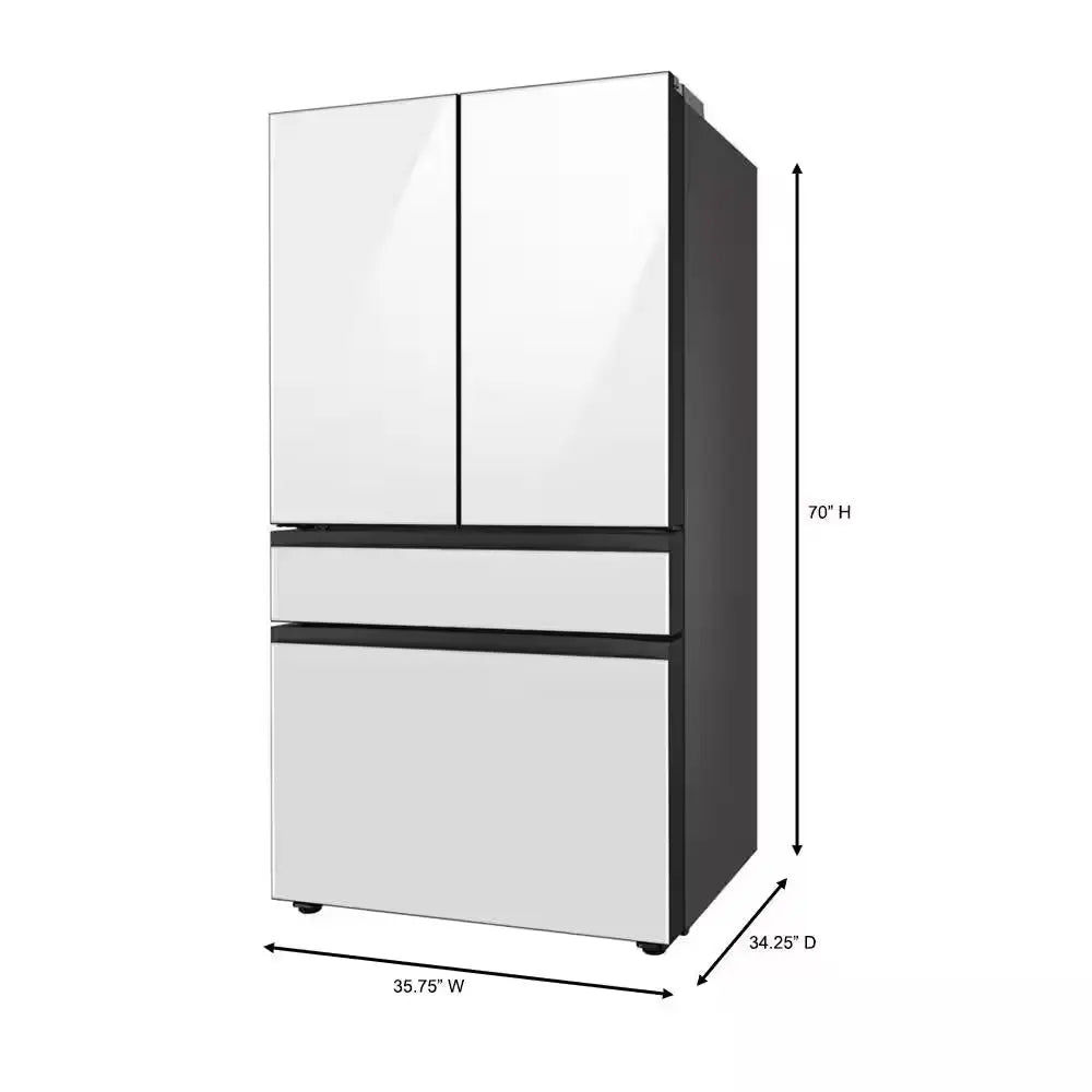 Bespoke 29 Cu. Ft. 4-Door French Door Smart Refrigerator with Beverage Center in White Glass, Standard Depth | Fridge.com