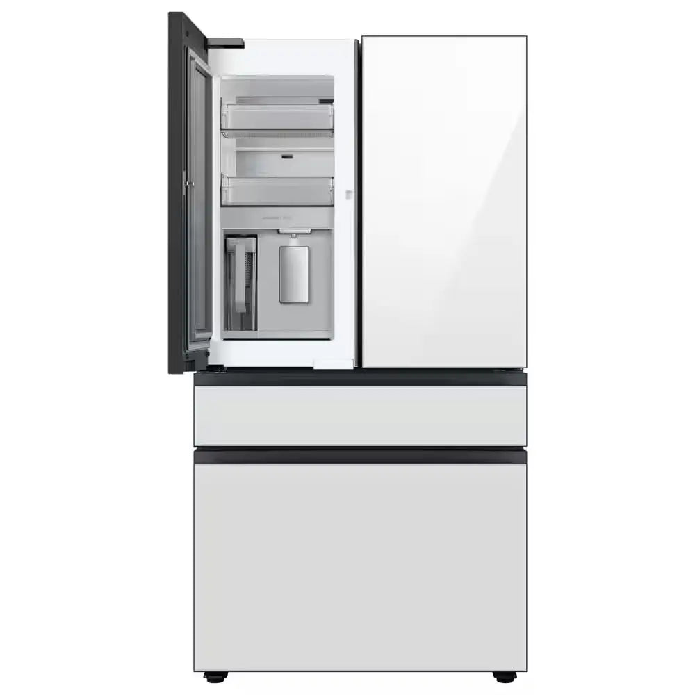 Bespoke 29 Cu. Ft. 4-Door French Door Smart Refrigerator with Beverage Center in White Glass, Standard Depth | Fridge.com