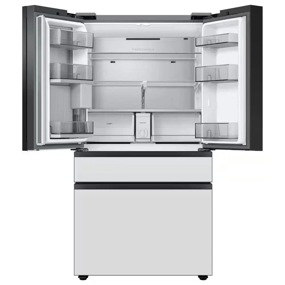 Bespoke 29 Cu. Ft. 4-Door French Door Smart Refrigerator with Beverage Center in White Glass, Standard Depth | Fridge.com