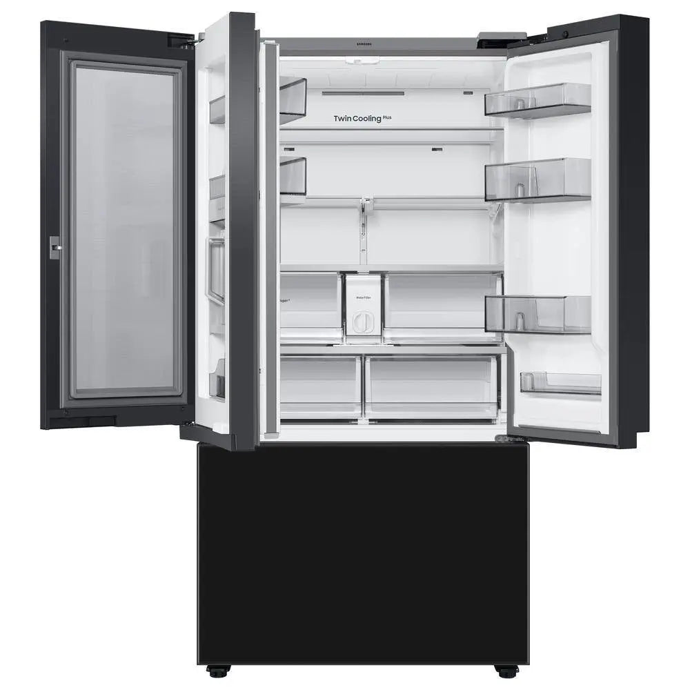 Bespoke 30 Cu Ft Customizable 3-Door French Door Smart Refrigerator with Charcoal Glass Family Hub Panel, Standard Depth | Fridge.com