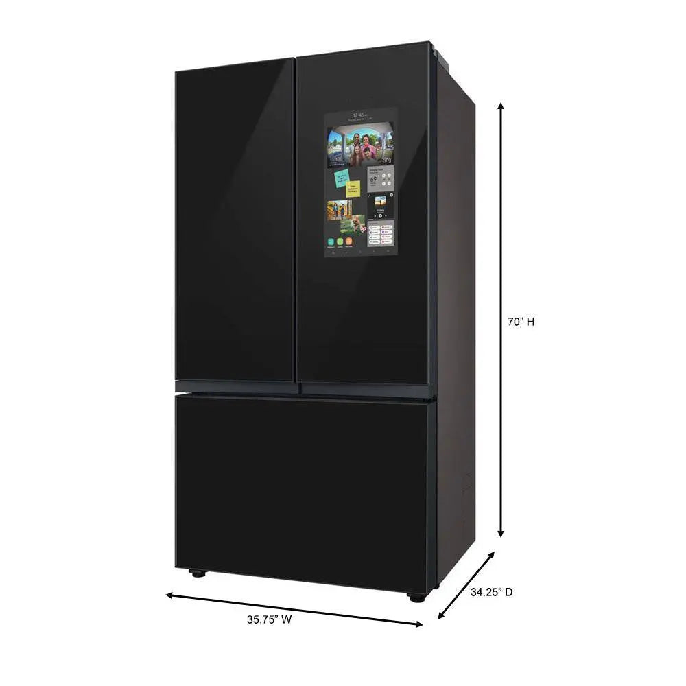 Bespoke 30 Cu Ft Customizable 3-Door French Door Smart Refrigerator with Charcoal Glass Family Hub Panel, Standard Depth | Fridge.com