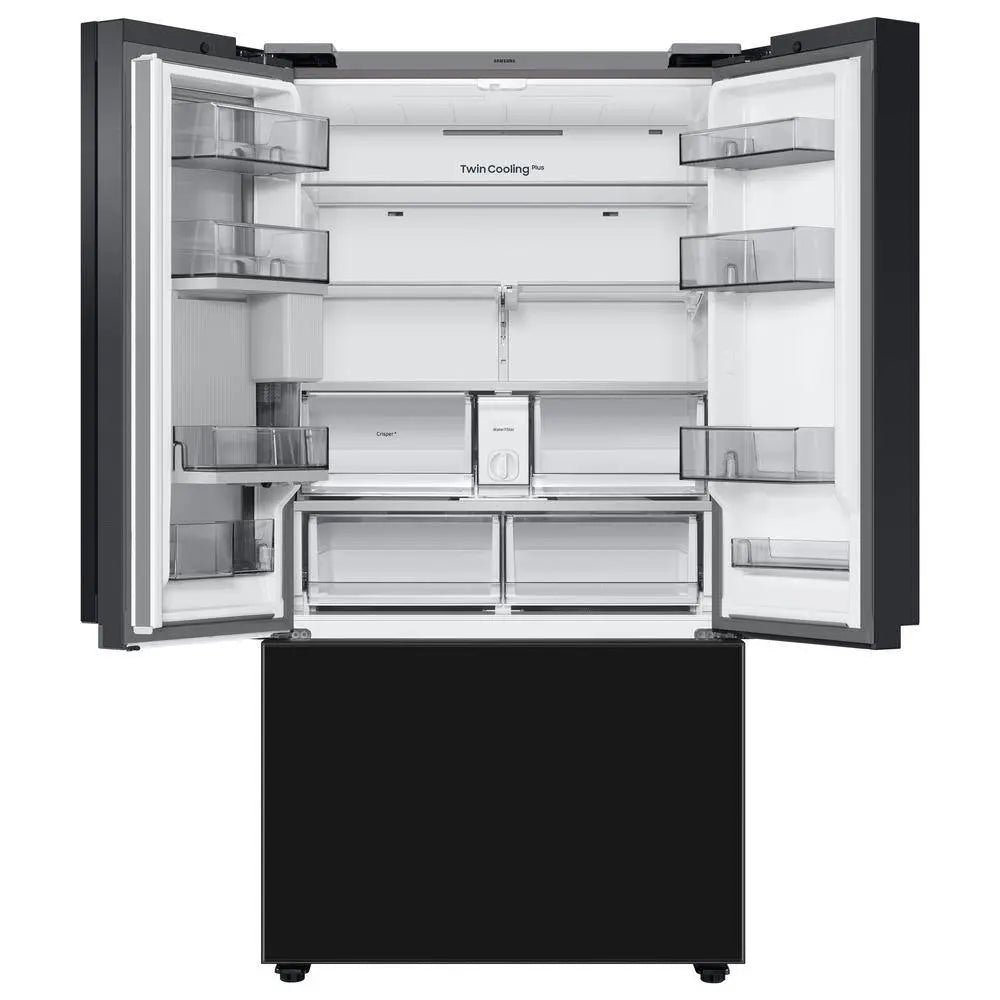 Bespoke 30 Cu Ft Customizable 3-Door French Door Smart Refrigerator with Charcoal Glass Family Hub Panel, Standard Depth | Fridge.com