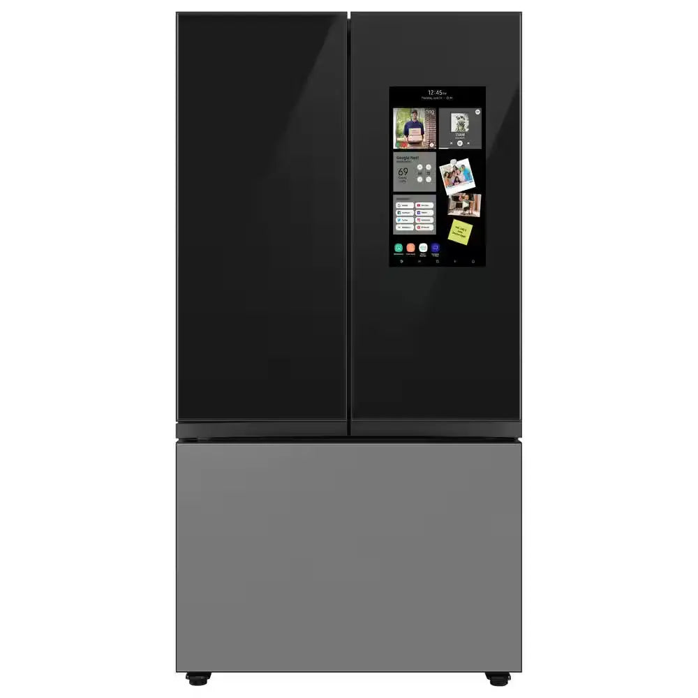 Bespoke 30 Cu Ft Customizable 3-Door French Door Smart Refrigerator with Charcoal Glass Family Hub Panel, Standard Depth | Fridge.com