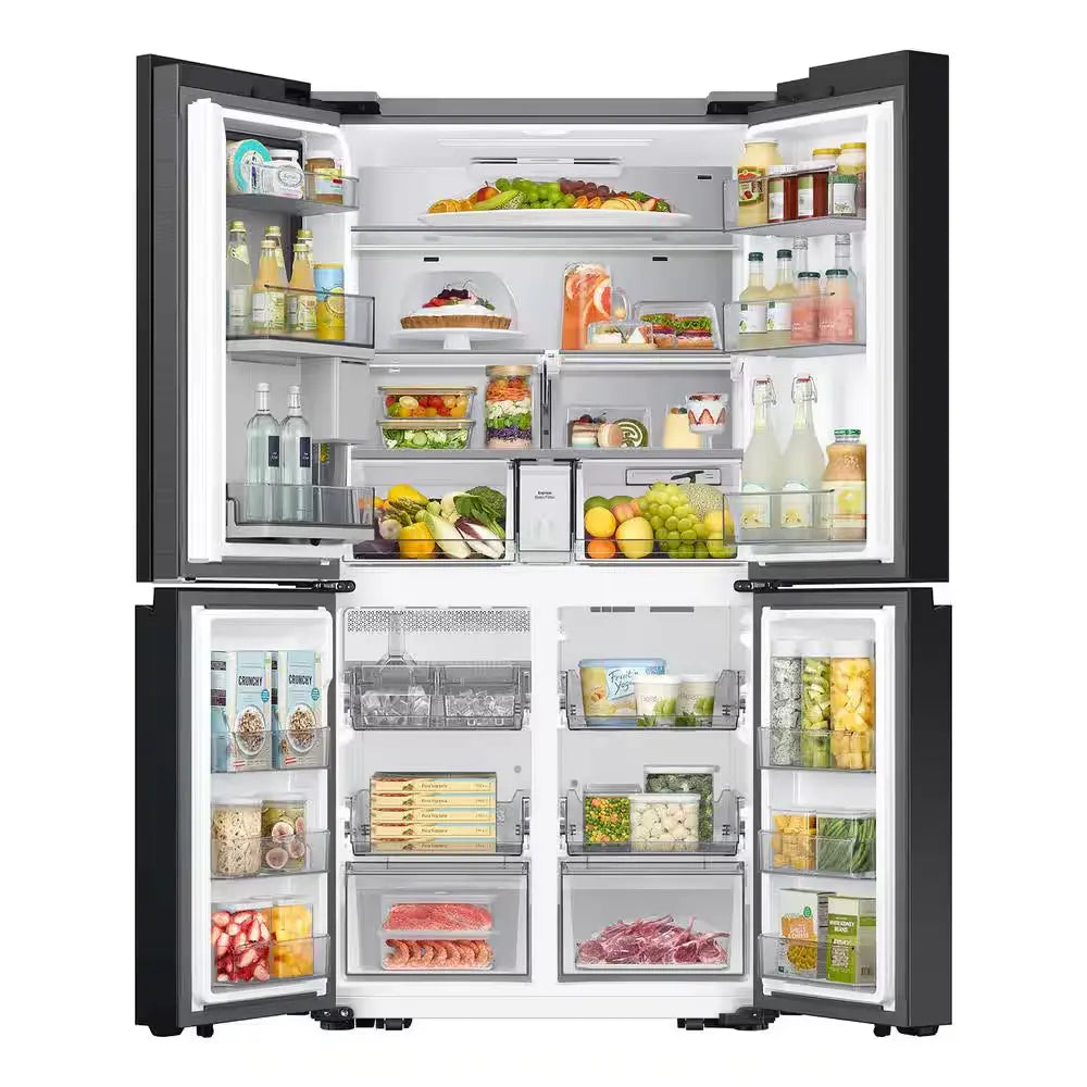 Bespoke 4-Door Flex with Beverage Center in White Glass | Fridge.com