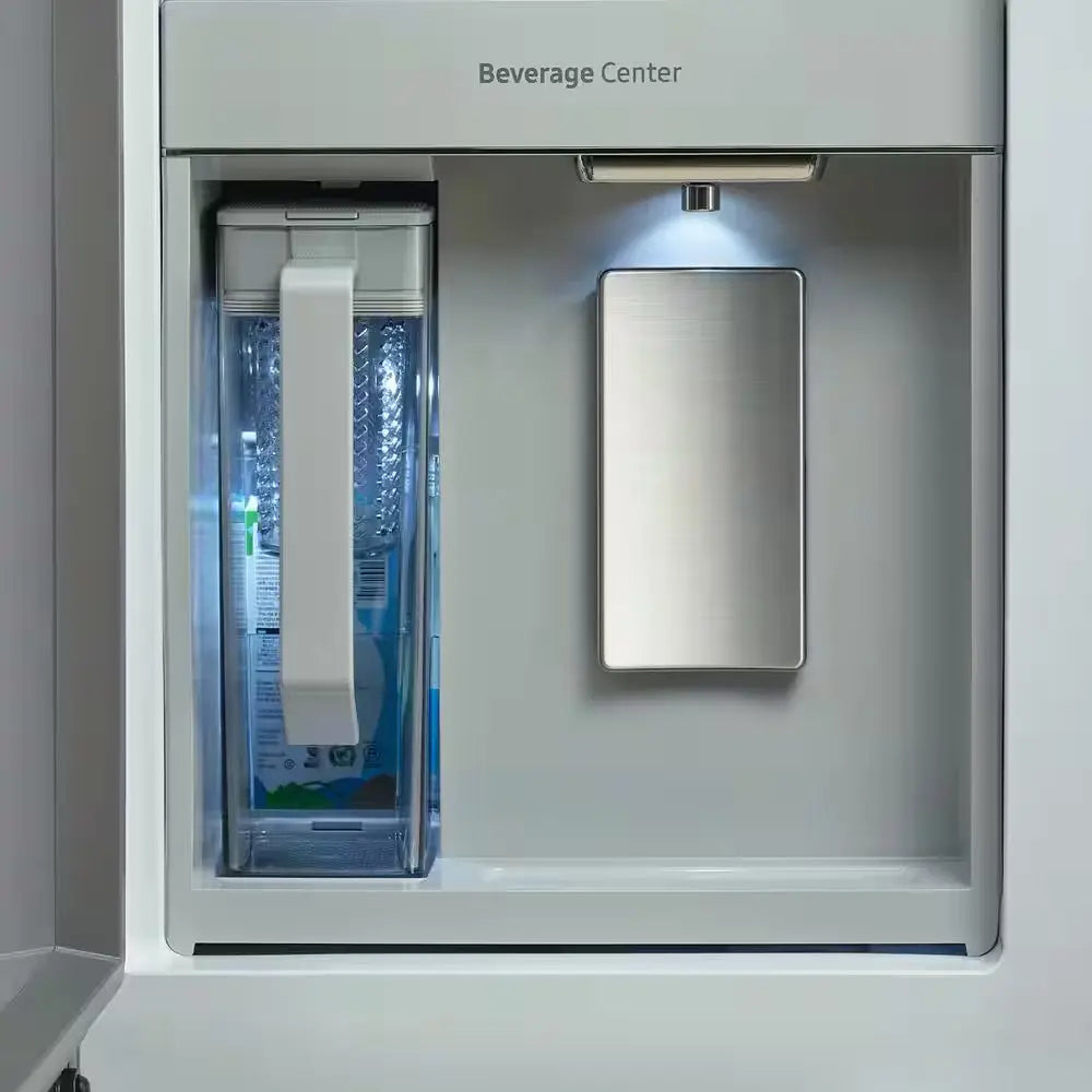 Bespoke 4-Door Flex with Beverage Center in White Glass | Fridge.com