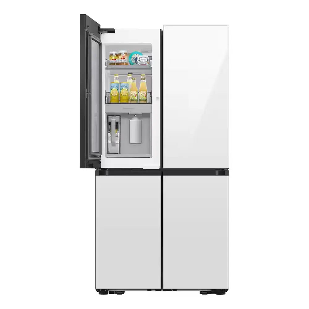 Bespoke 4-Door Flex with Beverage Center in White Glass | Fridge.com