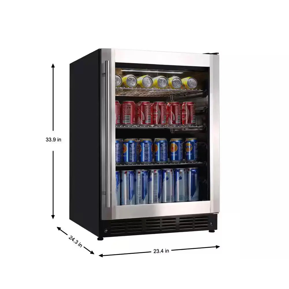 Beverage 23.4 In. 154 (12 Oz.) Can Beverage Cooler, Stainless Steel | Fridge.com