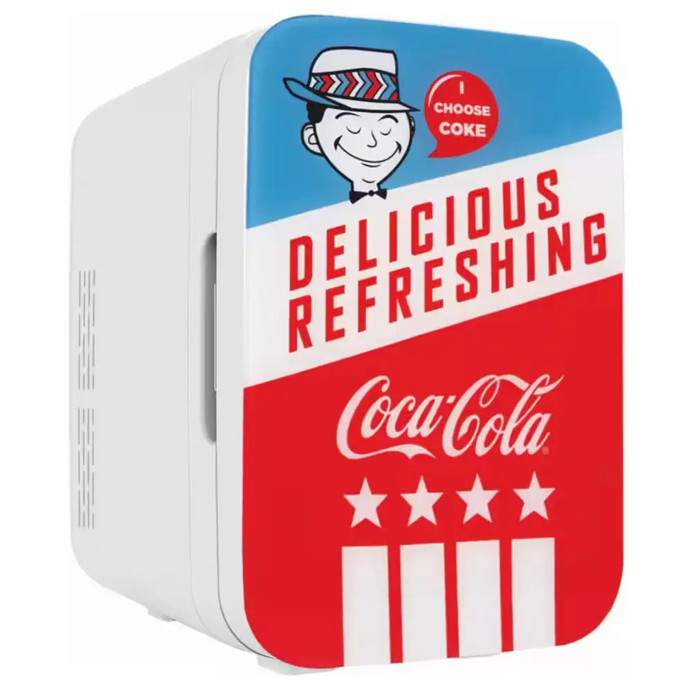 Coca-Cola Americana 0.35 Cu. Ft. Retro Mini Fridge in Red/White/Blue without Freezer | Fridge.com