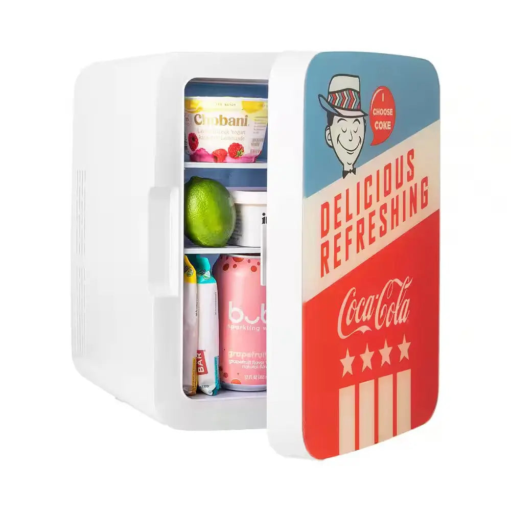 Coca-Cola Americana 0.35 Cu. Ft. Retro Mini Fridge in Red/White/Blue without Freezer | Fridge.com