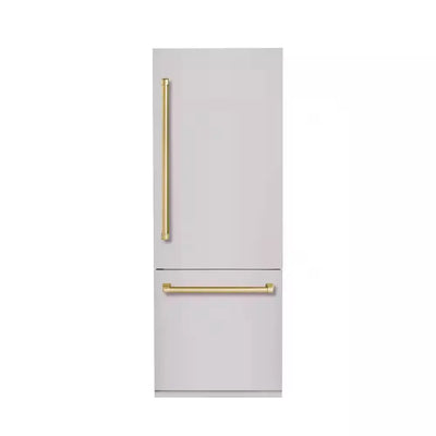 Bold 30 In. 11.5 Cu.Ft. Counter-Depth Built-In Bottom Mount Refrigerator, Rh-Hinge in Stainless Steel with Brass Trim | Fridge.com