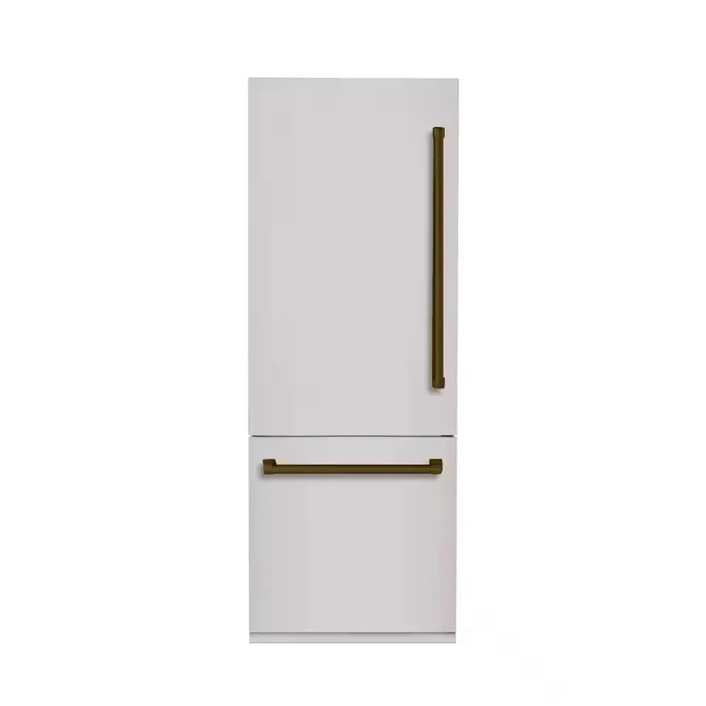 Bold 30 In. 16 CF TTL. Counter-Depth Built-In Bottom Mount Refrigerator, Lh-Hinge in Stainless Steel with Bronze Trim | Fridge.com