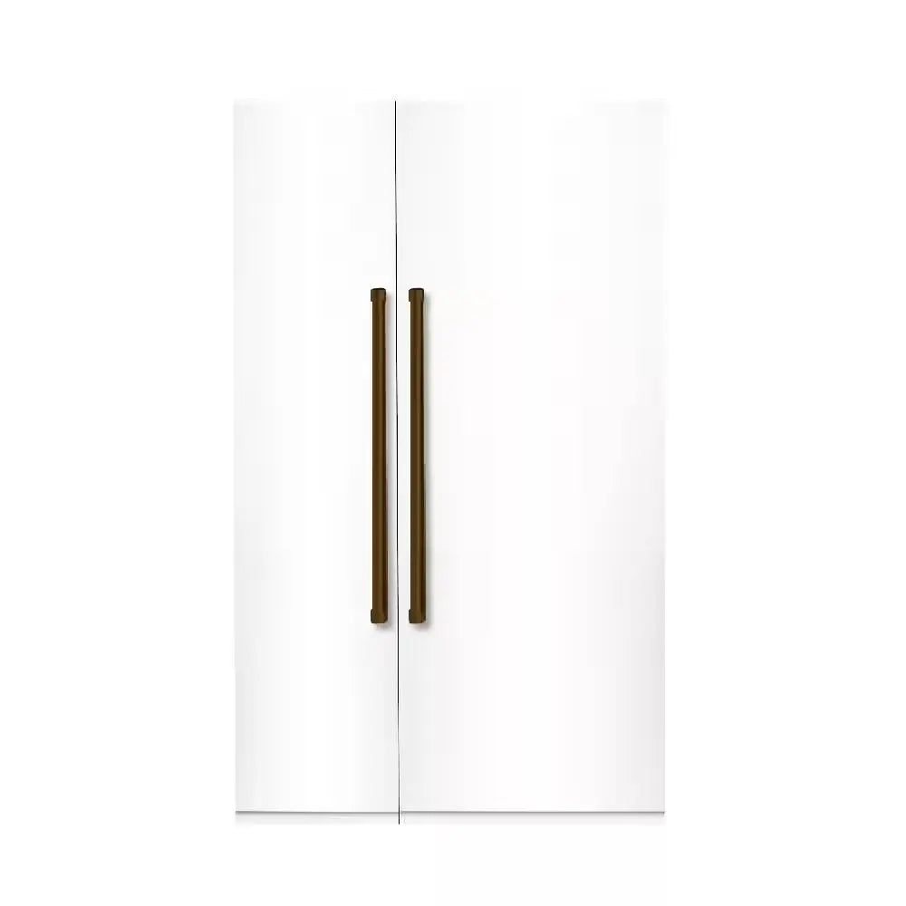 Bold 48 In. 25.2 CF TTL. Counter-Depth Built-In Side-By-Side Refrigerator in White with Bronze Handles | Fridge.com