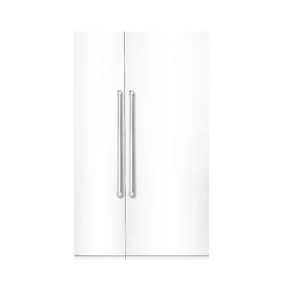 Bold 48 In. 25.2 CF TTL. Counter-Depth Built-In Side-By-Side Refrigerator in White with Chrome Handles | Fridge.com