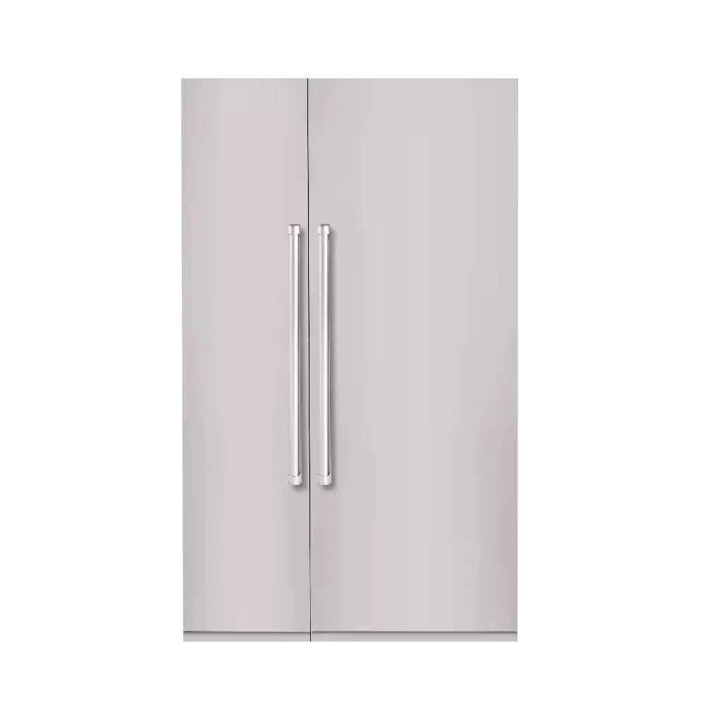 Bold 48 In. 25.2 Cu. Ft. Counter-Depth Built-In Side-By-Side Refrigerator in Stainless Steel with Bold Chrome Handles | Fridge.com