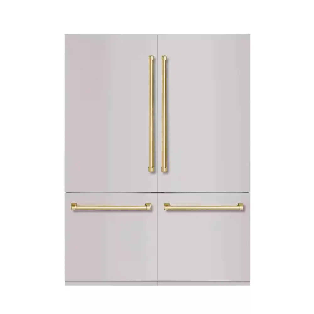 Bold 60 In. 32 Cu. Ft. Counter-Depth Built-In Bottom Mount Refrigerator in Stainless Steel with Bold Brass Handles | Fridge.com