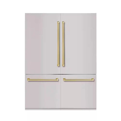 Bold 60 In. 32 Cu. Ft. Counter-Depth Built-In Bottom Mount Refrigerator in Stainless Steel with Bold Brass Handles | Fridge.com