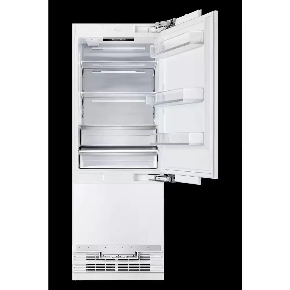 Bold 60 In. 32 Cu. Ft. Counter-Depth Built-In Bottom Mount Refrigerator in Stainless Steel with Bold Brass Handles | Fridge.com