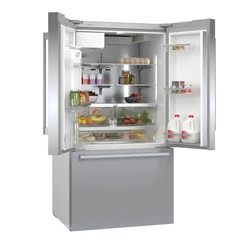 Bosch - 500 Series 36-Inch Smart French Door Standard-Depth Refrigerator with Quickicepro, Anti-Fingerprint, External Water & Ice, Home Connect | Fridge.com