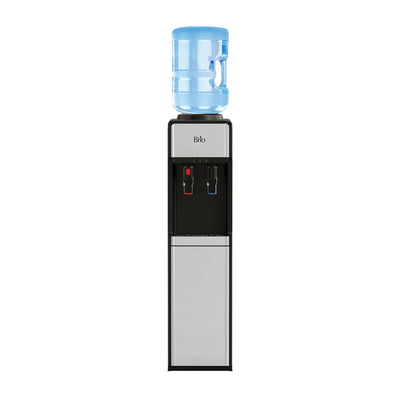 Brio 300 Series Slimline Top-Load Water Dispenser for 3 & 5 Gallon Bottles, Paddle Dispensing, Hot & Cold, LED Indicator Lights, Stainless Steel | Fridge.com