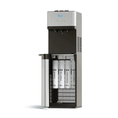 Brio 500 Series 4-Stage Hot, Cold and Room Temperature Water Cooler Dispenser, Height 41.5" Black | Fridge.com