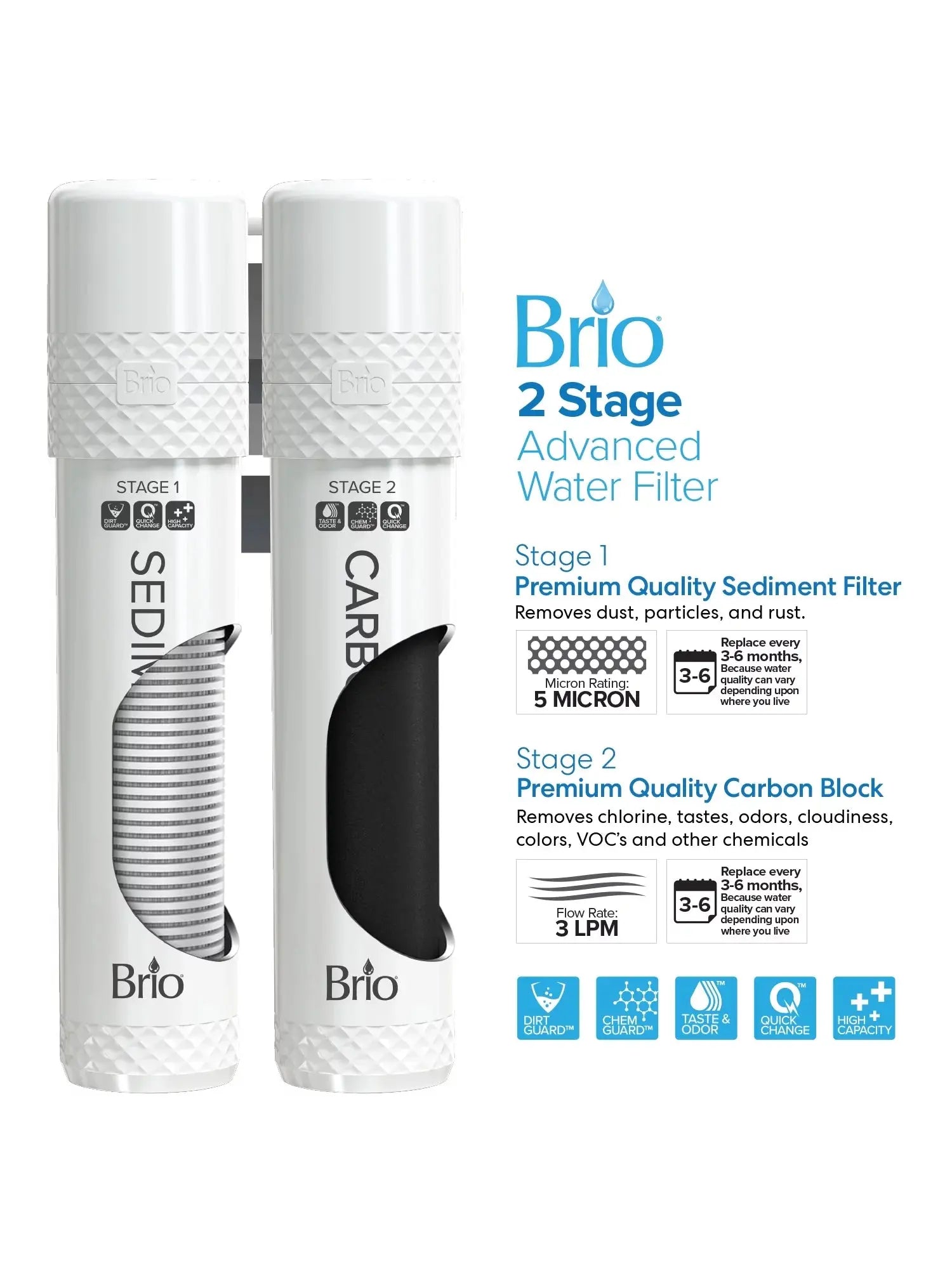 Brio 520 Series Self-Cleaning Bottom Loading No-Line Tri-Temperature 2 Stage Filtration Capacity Water Cooler Dispenser | Fridge.com