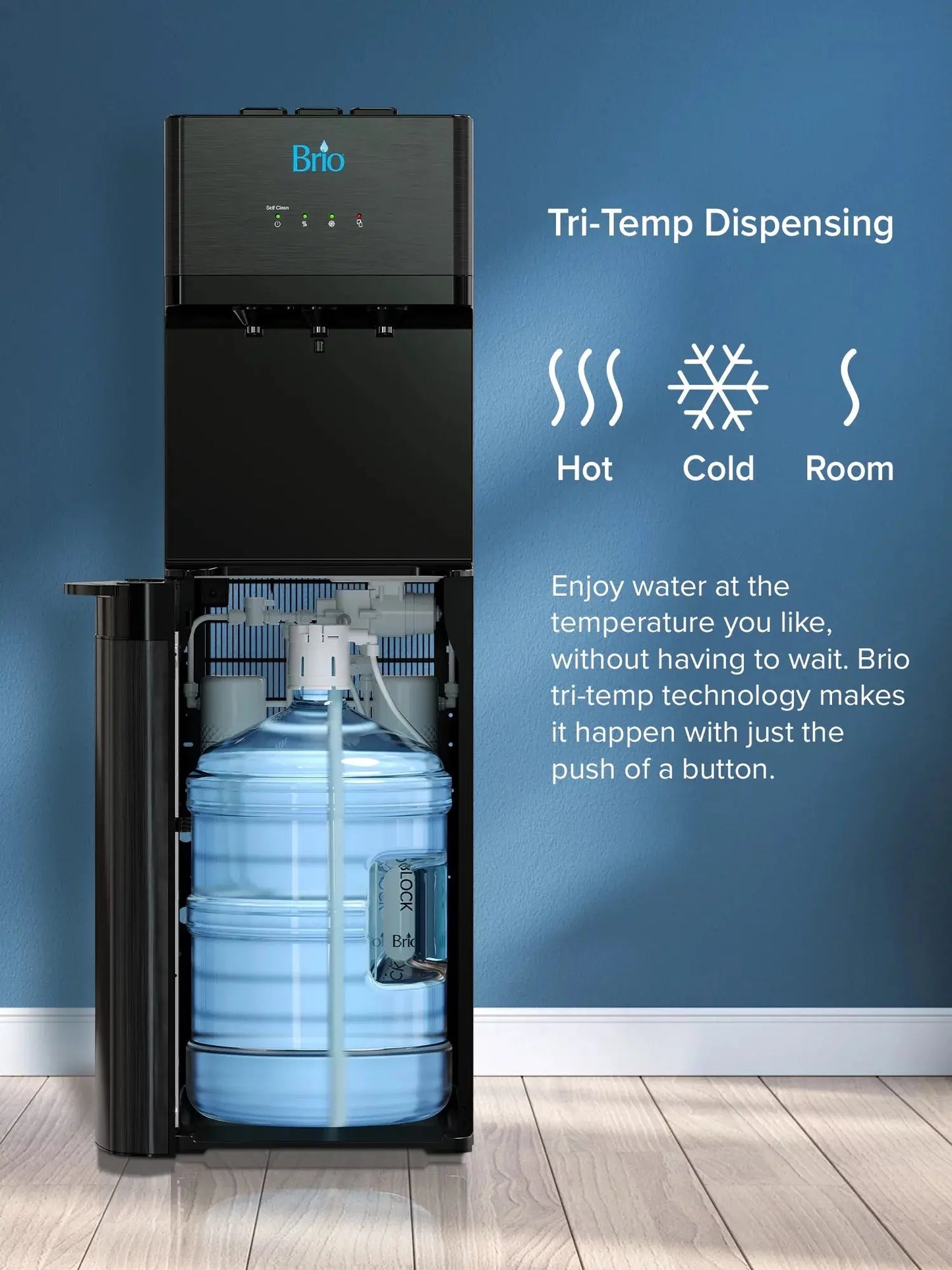 Brio 520 Series Self-Cleaning Bottom Loading No-Line Tri-Temperature 2 Stage Filtration Capacity Water Cooler Dispenser | Fridge.com