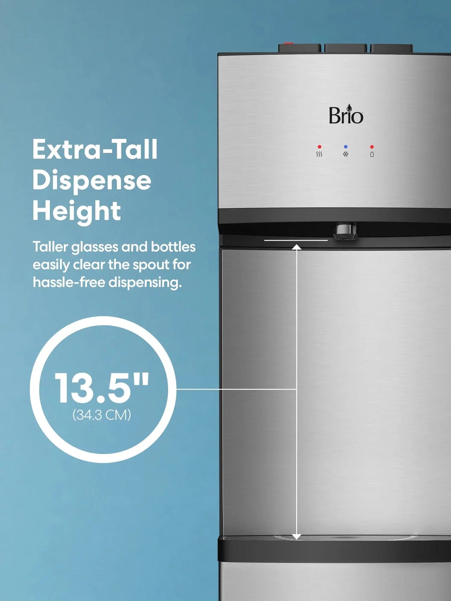 Brio 530 Series Bottom-Load Water Cooler Dispenser Assembled Product Height 43" | Fridge.com