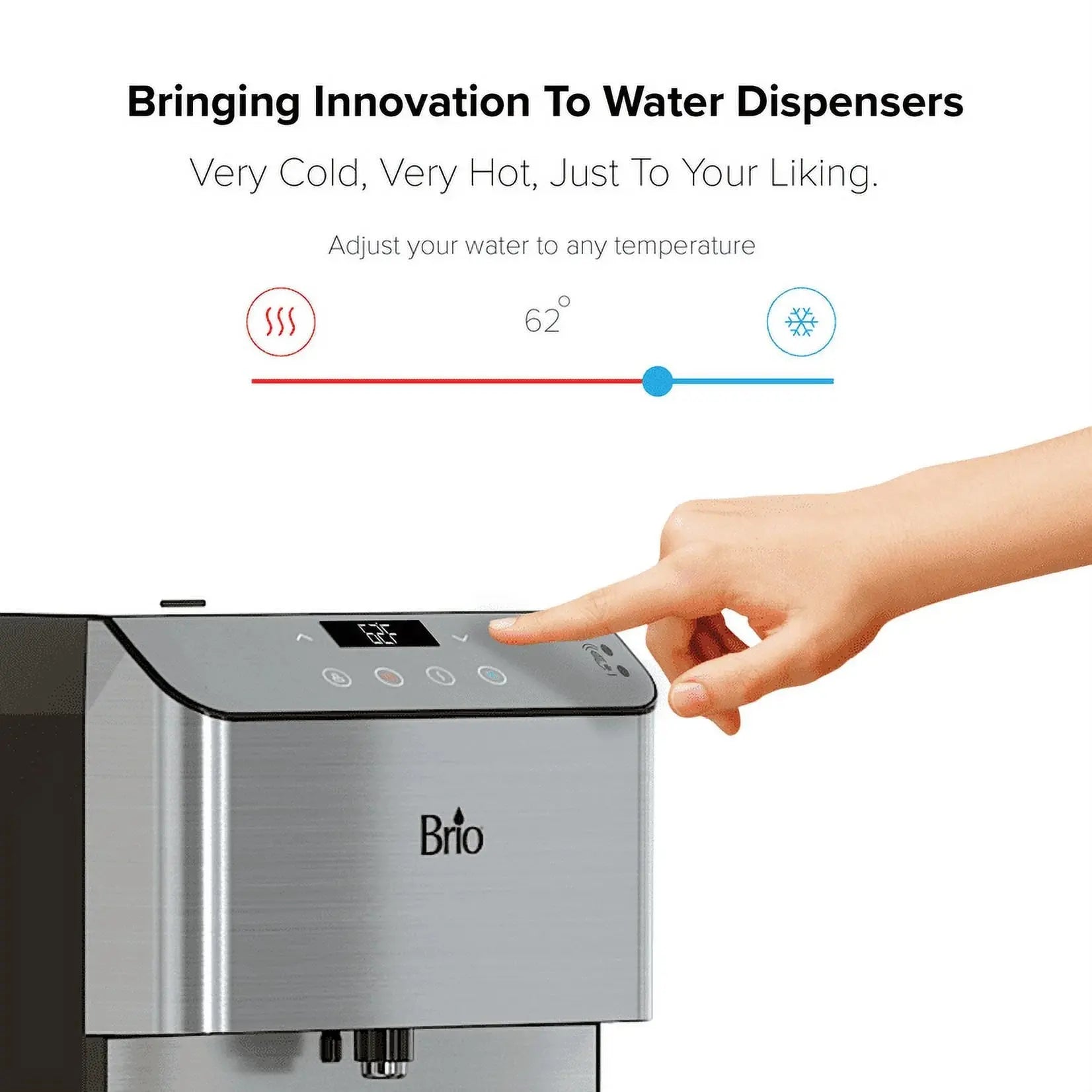 Brio 700 Series Self Cleaning 3-5 Gallon Capacity Bottom Load Custom Tri Temp Touchless Dispense Water Cooler Dispenser Ranging from 39-59°F Cold, 174–194°F Hot and Room Temperature Water Settings | Fridge.com