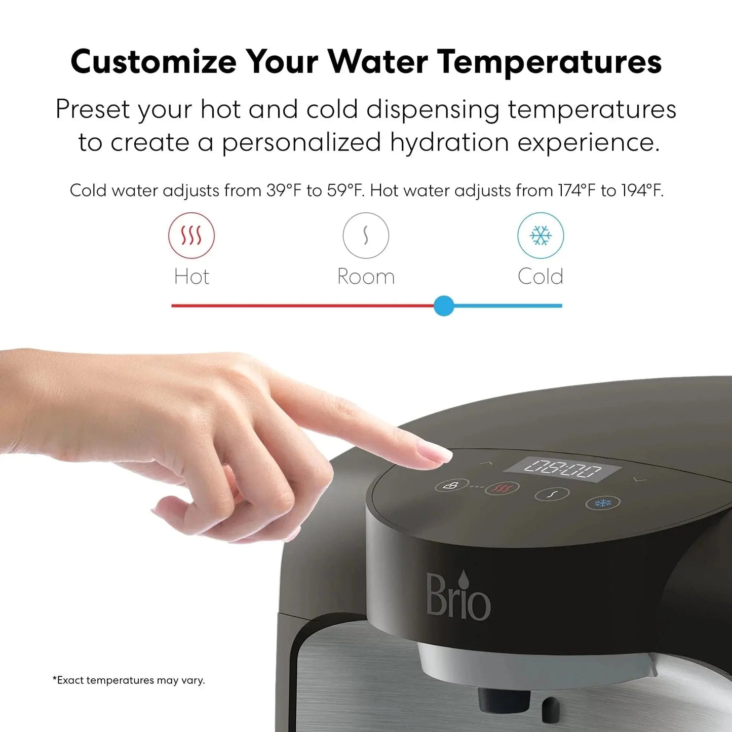 Brio 800 Series 2-Stage Bottleless Countertop Water Cooler | Fridge.com