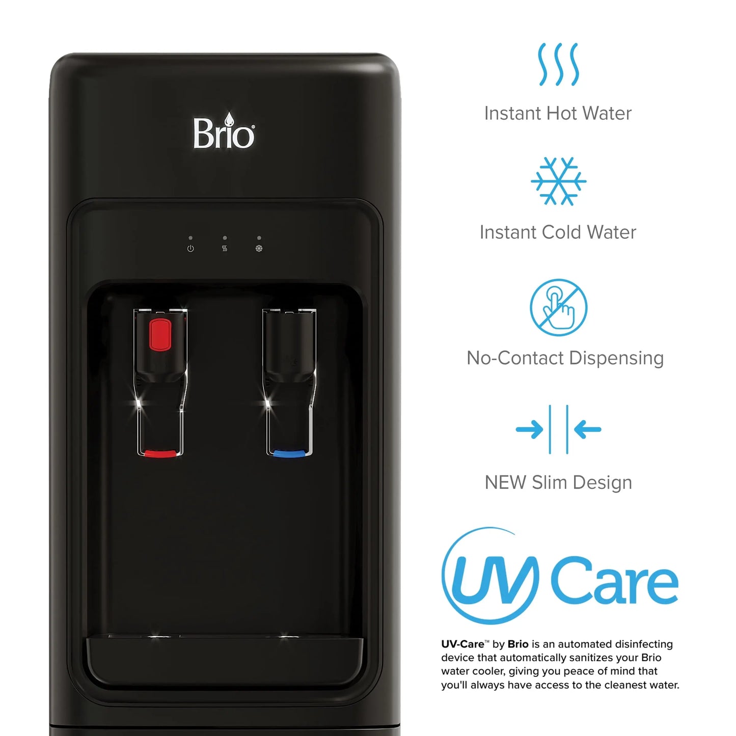 Brio Bottleless 2-Stage Filtration Water Dispenser, Tri-Temp, Connects to Your Water Line, Height 42" | Fridge.com