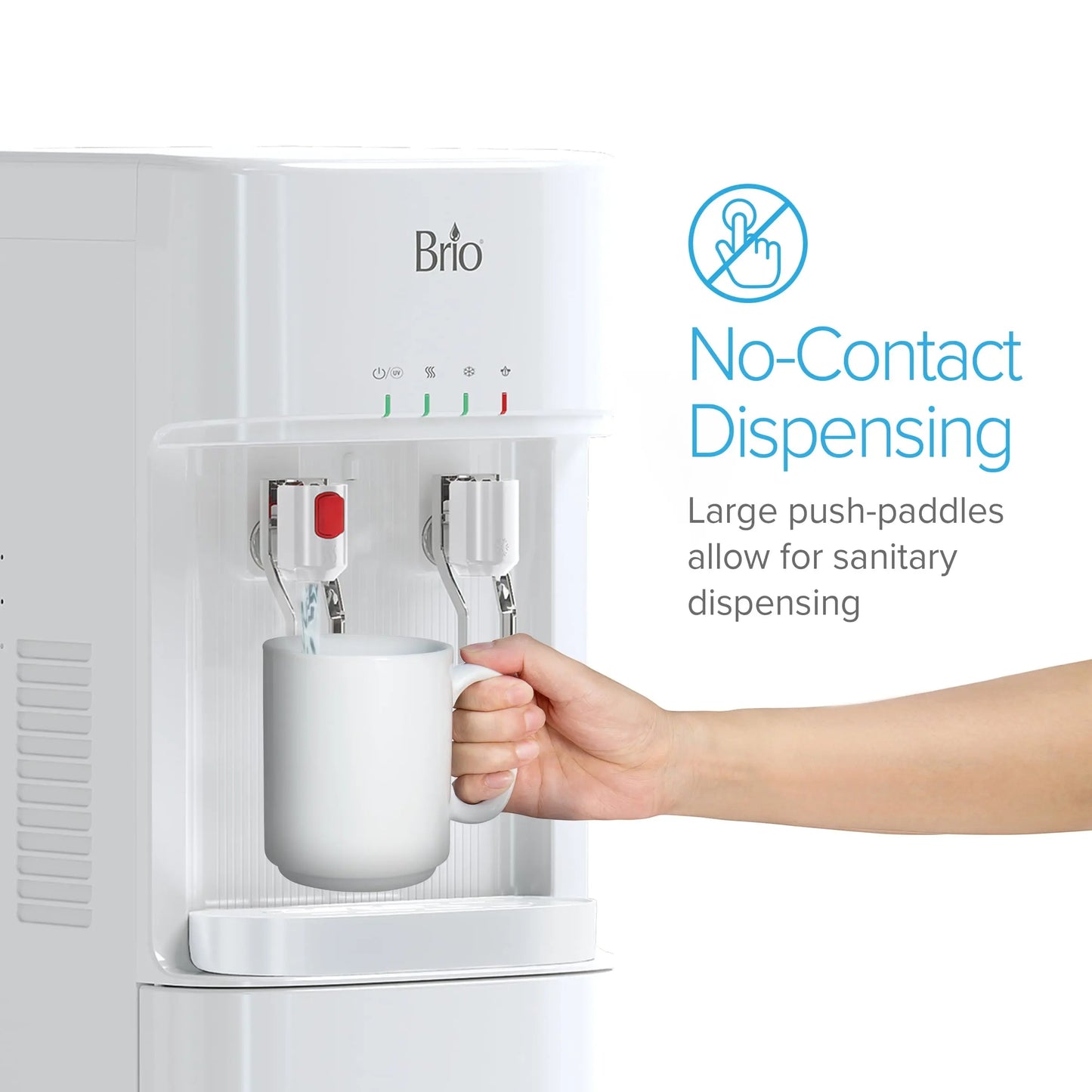 Brio Bottleless Water Dispenser 3-Stage Filtration, Self-Cleaning, Hot & Cold, LED Indicator Lights | Fridge.com