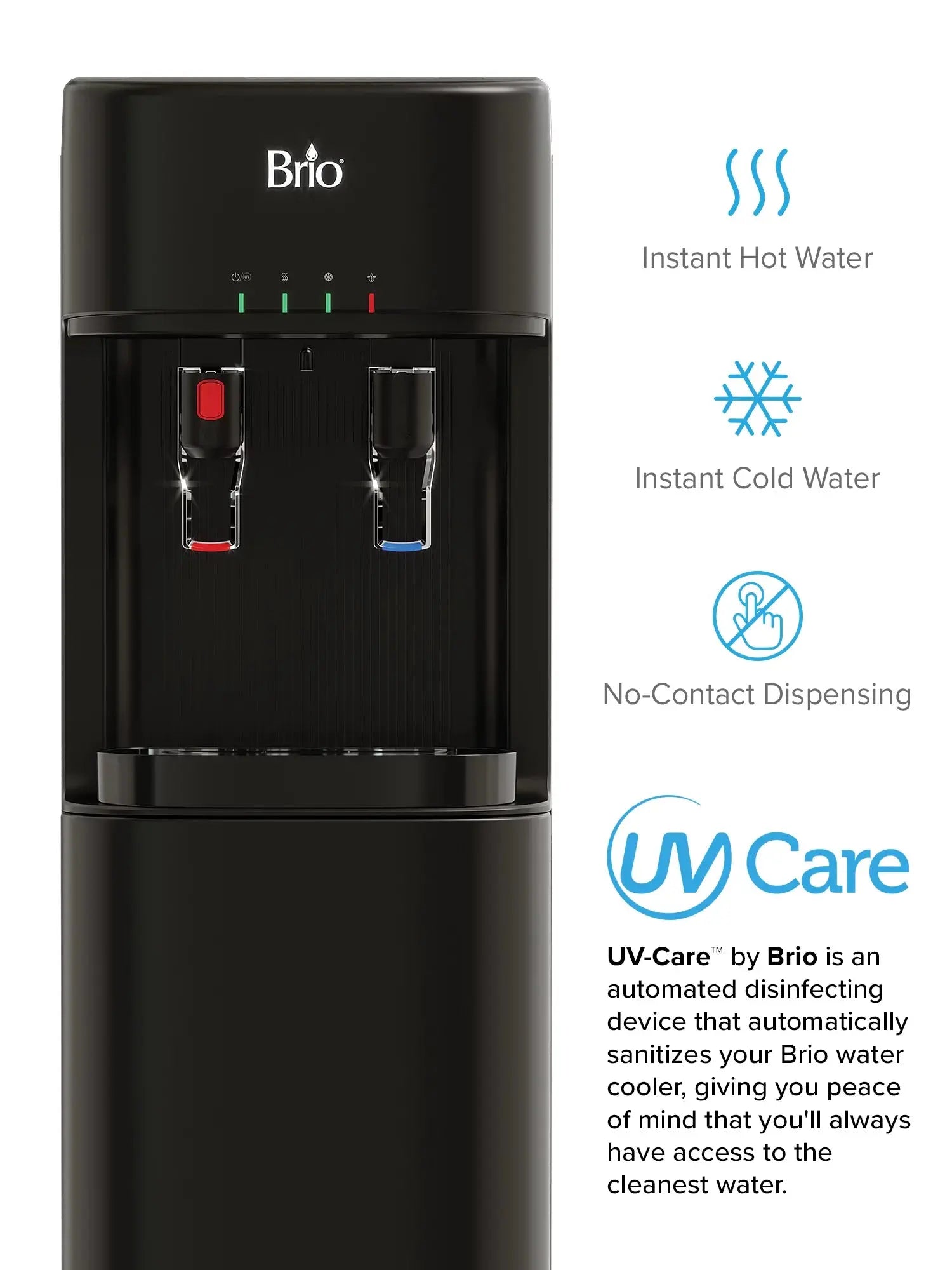 Brio Bottleless Water Dispenser 4-Stage Filtration, Self-Cleaning, Hot & Cold, Height 41" | Fridge.com