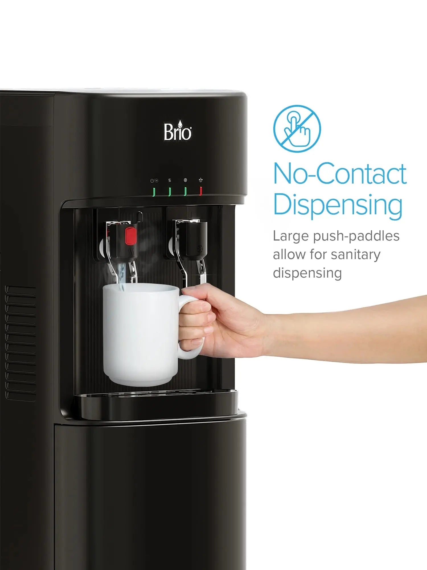 Brio Bottleless Water Dispenser 4-Stage Filtration, Self-Cleaning, Hot & Cold, Height 41" | Fridge.com