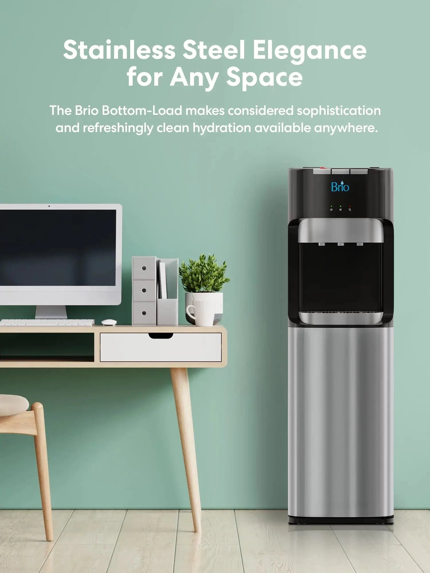 Brio Bottom Load Water Cooler Dispenser with Hot, Cold and Room Temperature Water, Height 41.4" | Fridge.com