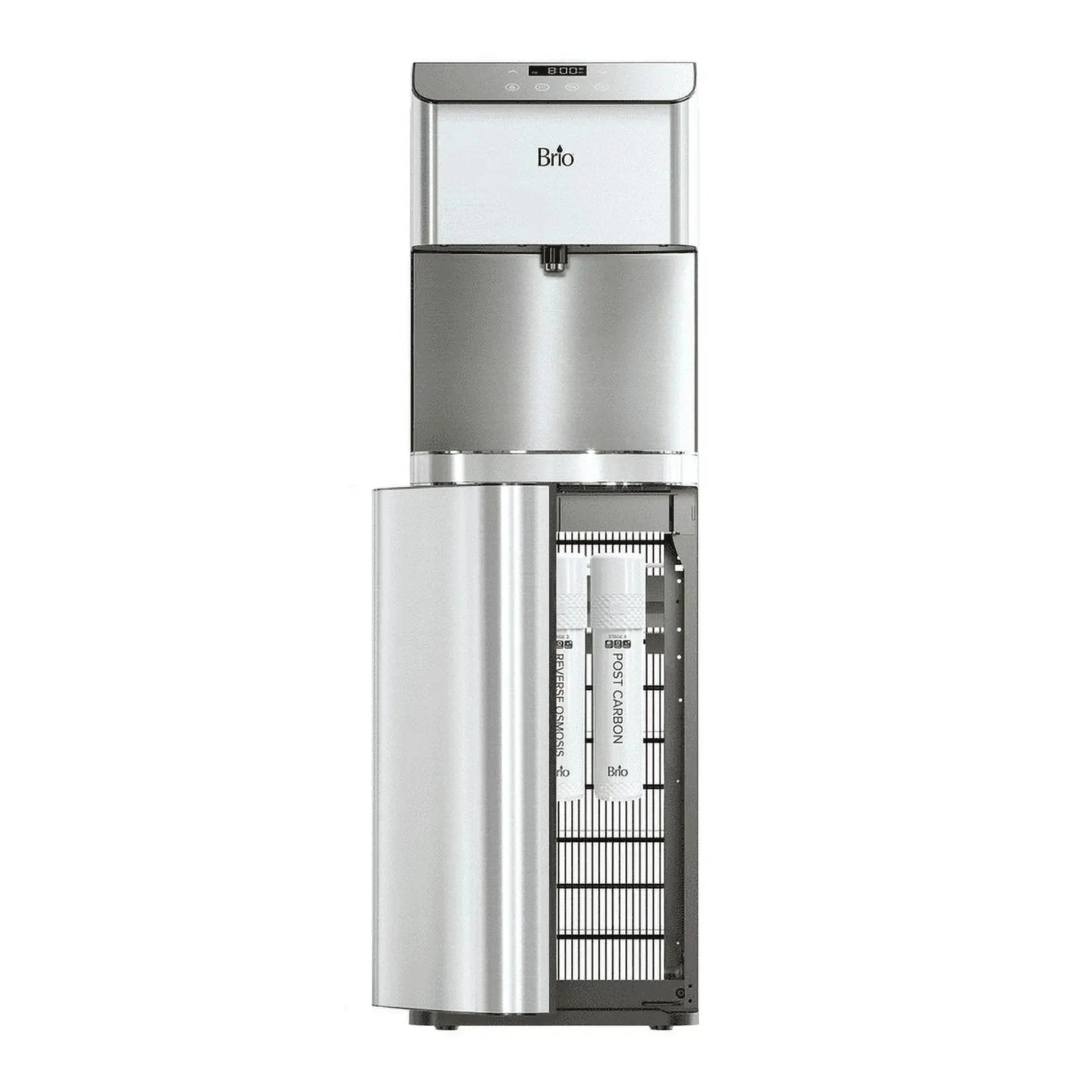 Brio Moderna 4 - Stage Reverse Osmosis Bottle-Less Water Cooler Hot and Cold, Height 40.5", Silver | Fridge.com