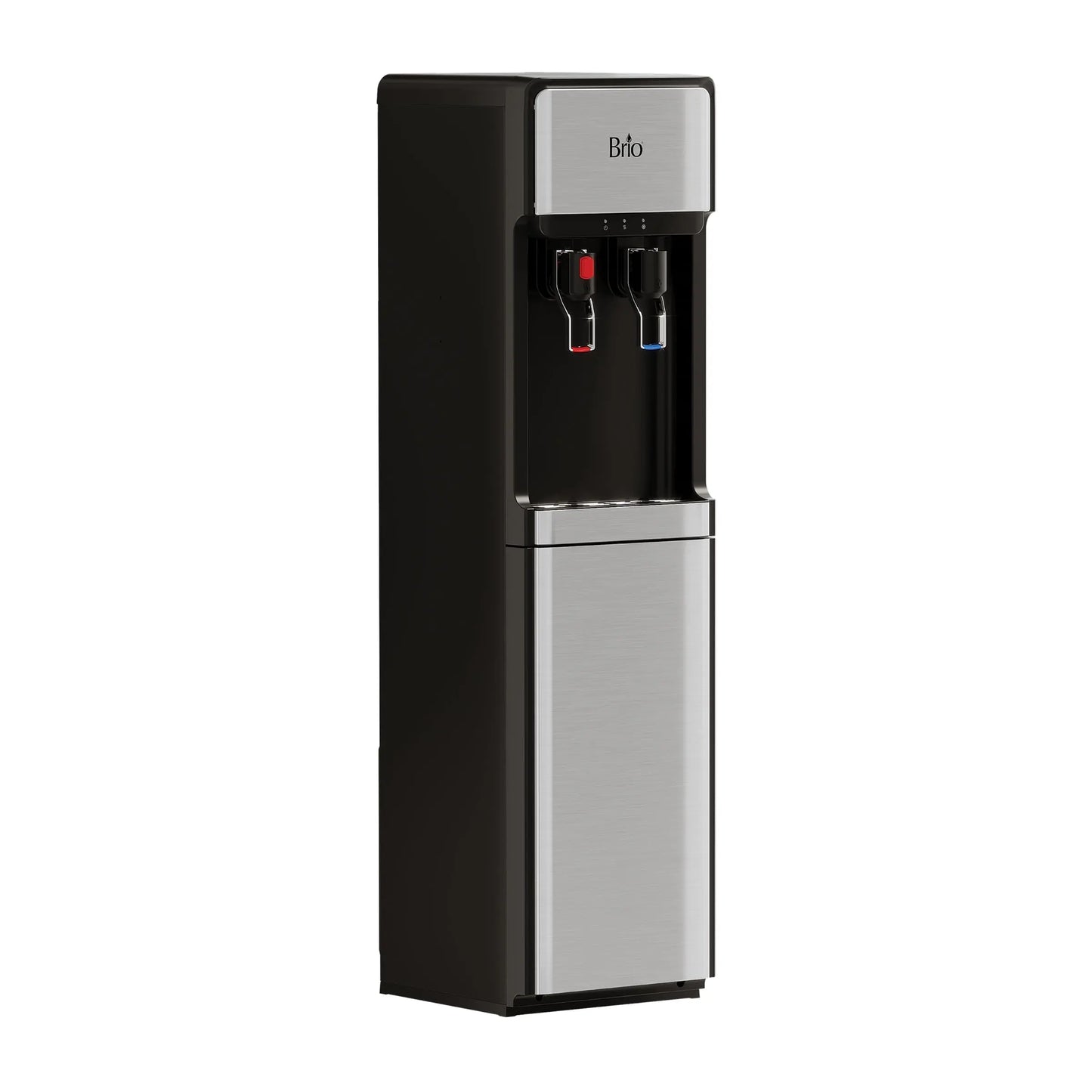 Brio Slimline Bottleless Water Dispenser with 2-Stage Filtration, Paddle Dispensing, Hot & Cold, 2 Extra Filters Included, Stainless Steel | Fridge.com