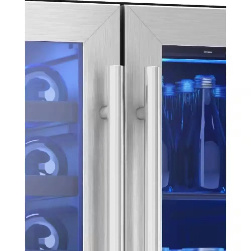 Brisas 24 In. 21-Bottle Wine and 64-Can Dual Zone under Counter Beverage Cooler in Stainless and Glass | Fridge.com